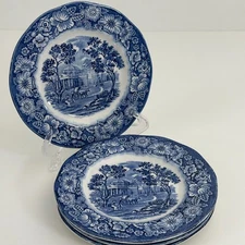 Liberty Blue Staffordshire England Monticello Bread Plates - Vintage - Set of 4