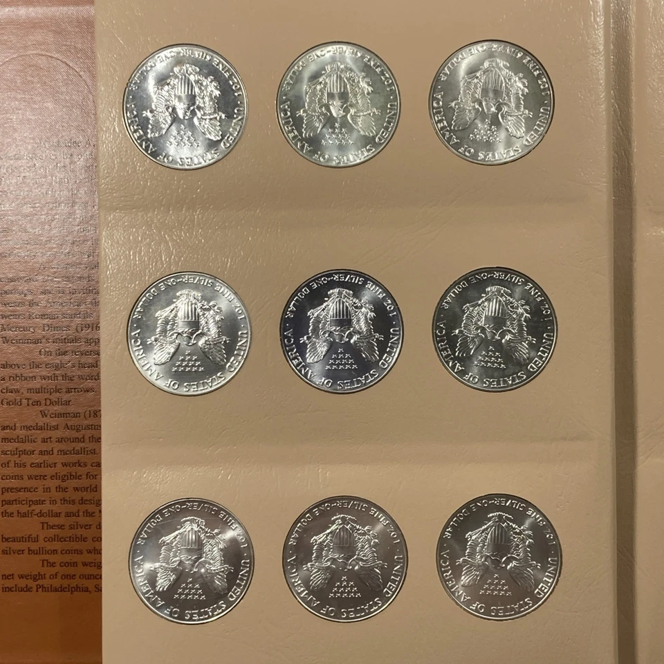 Silver Eagle 1986-2021 1,00. Set en álbum Dansko. 36oz. Bonito. Foto 3 de 4