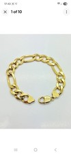 9ct Yellow Solid Gold Figaro Bracelet – 12.2mm – 8 ½"
