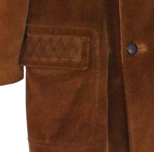 Vintage Cortefiel Jacket Mens 46 Brown Corduroy Suede Collar Coat Spain 70s - Image 3 of 4