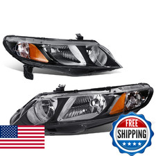 Dna Motoring Hl-Oh-Hc094D-Bk-Am Pair Of Black Housing Clear Lens Amber