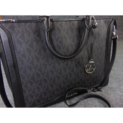 Michael Kors Sinclair Large Black Monogram Satchel Bag Tote Crossbody 38S1CI6T3B