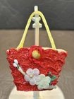 RARE HTF Vintage Barbie Clone Premier Togs Straw Purse With Flowers