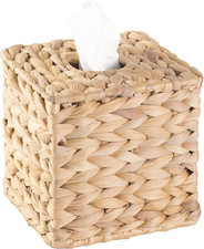 Water Hyacinth Wicker Tissue Box Cover Square, Rattan Woven Tissue Box Holder, R