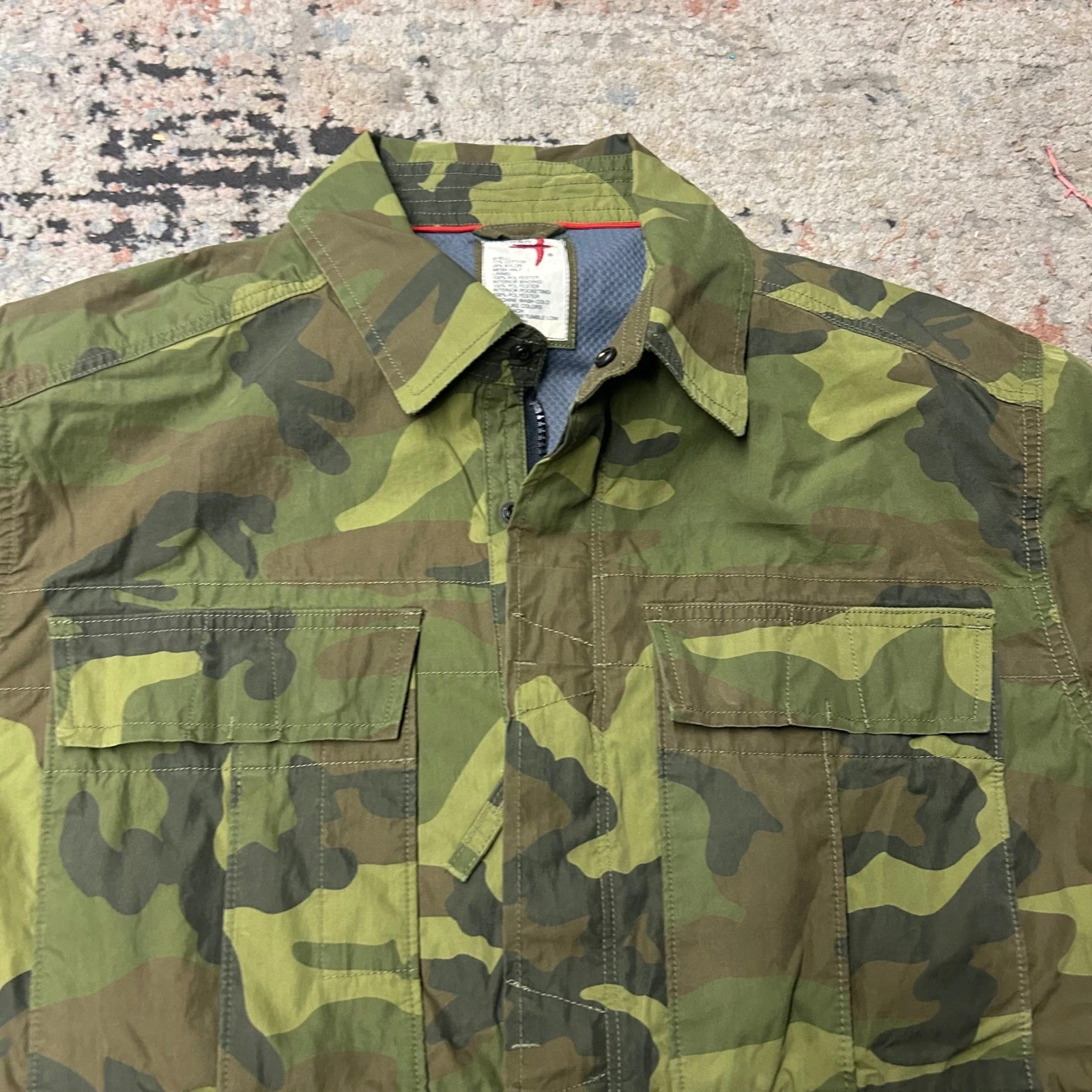 Relwen Field Jacket Mens XL Green Camo Lightweight Cotton Nylon Utility Military image 2