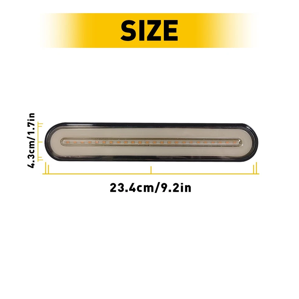 28LED Car DRL LED Light Bar Brake Flowing Turn Signal Stop Tail Strip Red Amber - Image 2 of 4