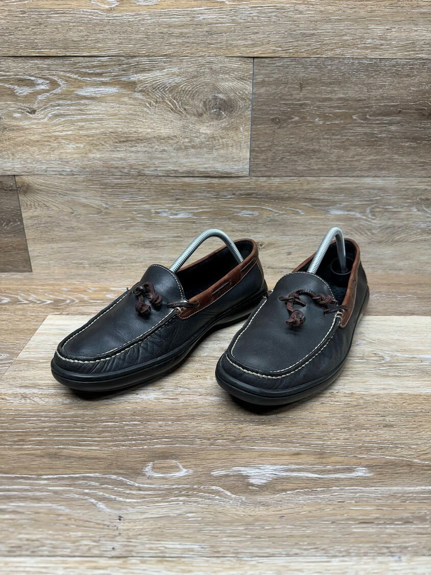 Cole Haan Black/Brown Leather Moc Loafers Men display picture 1