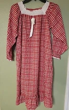610 YOU Red Gingham Night Dress Small Midi Lace Trim Cottagecore Prarie