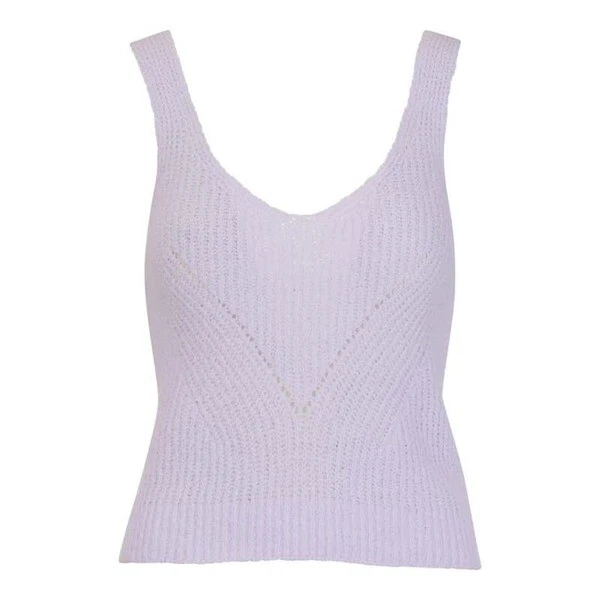 Laura Torelli Damen Top mit Strickmuster V-Ausschnitt Ripp-Bündchen Trägertop L - Bild 1 von 1