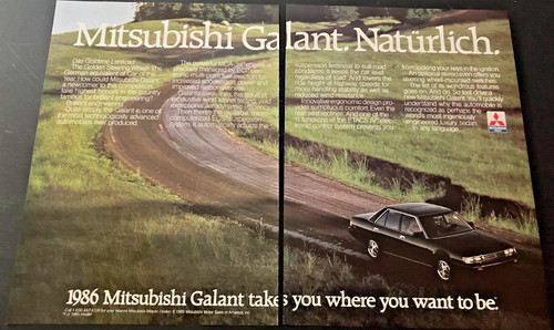 1986 Mitsubishi Galant - Vintage Original Automotive Print Ad / Wall Art - CLEAN