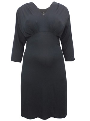 black v neck jersey dress