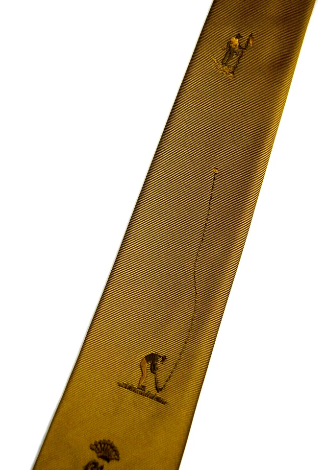 Neck Tie VTG Countess Mara 50s Embroidered Golf Shot Olive Sheen 52" x 2.75" New - Image 3 of 4