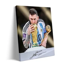 Football Superstars-Lionel Mes Poste Canvas Wall Art, World Cup Poster Framed