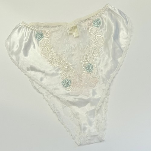 80s Victoria’s Secret Silky Satin Vintage Lace Tap Pant Panties Bottoms Bridal - Picture 8 of 8