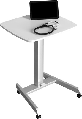 Small White Standing Desk with Wheels Walking Desk Workstation（PAD-ARLTD）