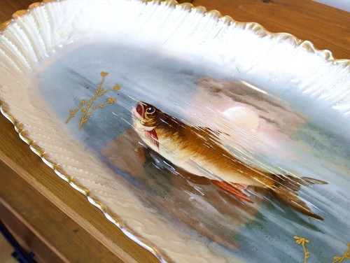 Rare Antique Lazarus Straus & Sons Limoges Fine Porcelain Fish Serving Platter - Picture 4 of 21