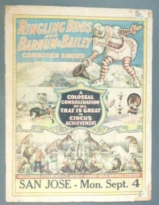 Ringling Brothers Barnum Baily rare promo booklet cira 1920 San Jose, CA
