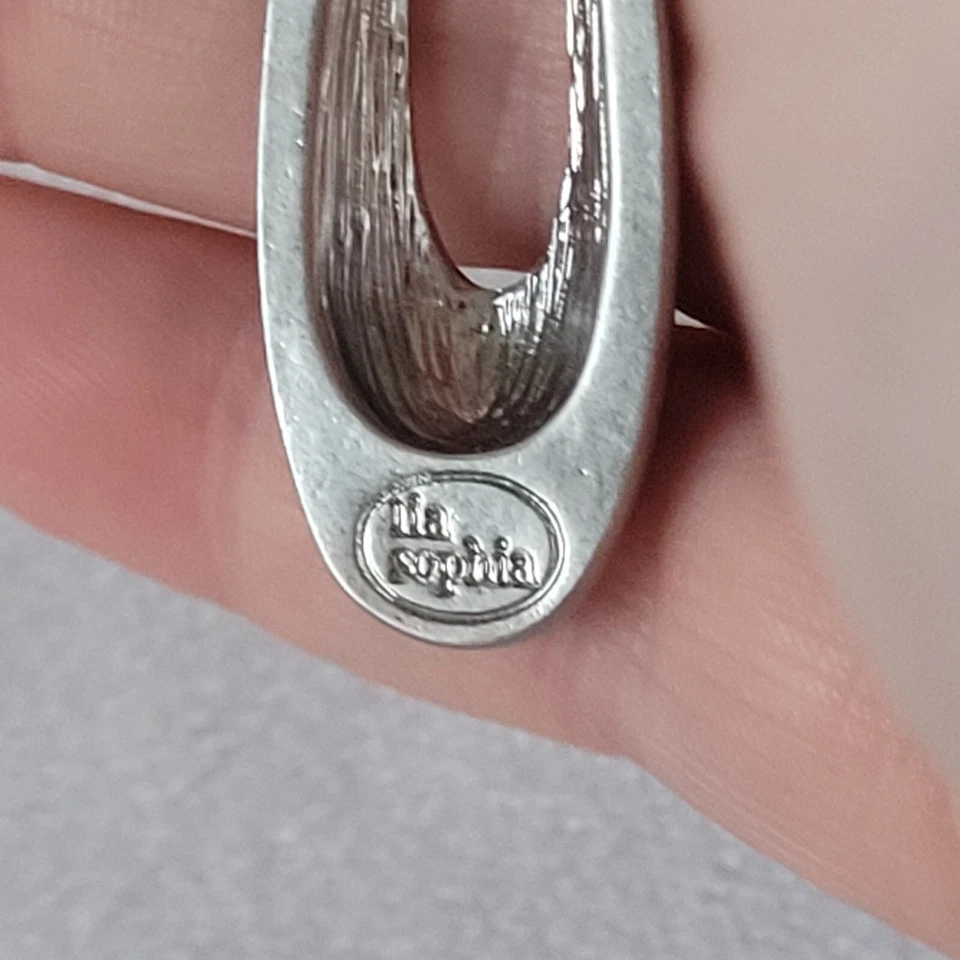 Lia Sophia Silver Tone Pierced Fashion Jewelry Earrings Rhinestones Blue Enamel - Image 4 of 4