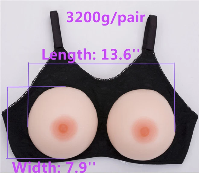 3200g/pair Fake Breast Forms With Bra CD TS False Boobs Plumpy Simulation IVITA - Image 3 of 4