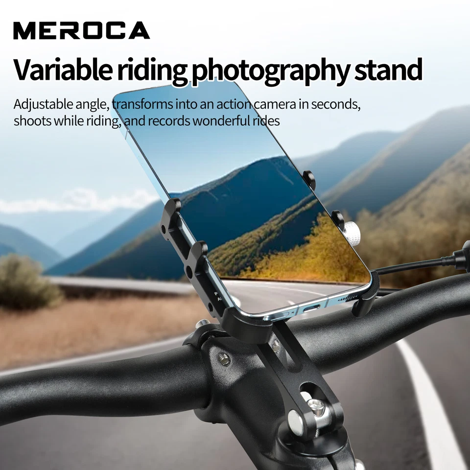 Meroca Bike Handlebar Phone Holder Motorbike Bicycle 360° Rotating Stem Mount - Image 4 of 4