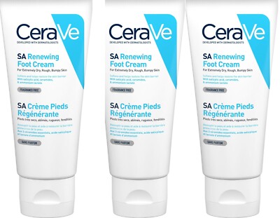 CeraVe Renewing Foot Cream for Dry Rough Skin with Salicylic Acid 3 FL oz