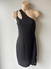 Women’s Designer Pretty Little Thing Size 12 New Tags Black Ripped Bodycon Dress