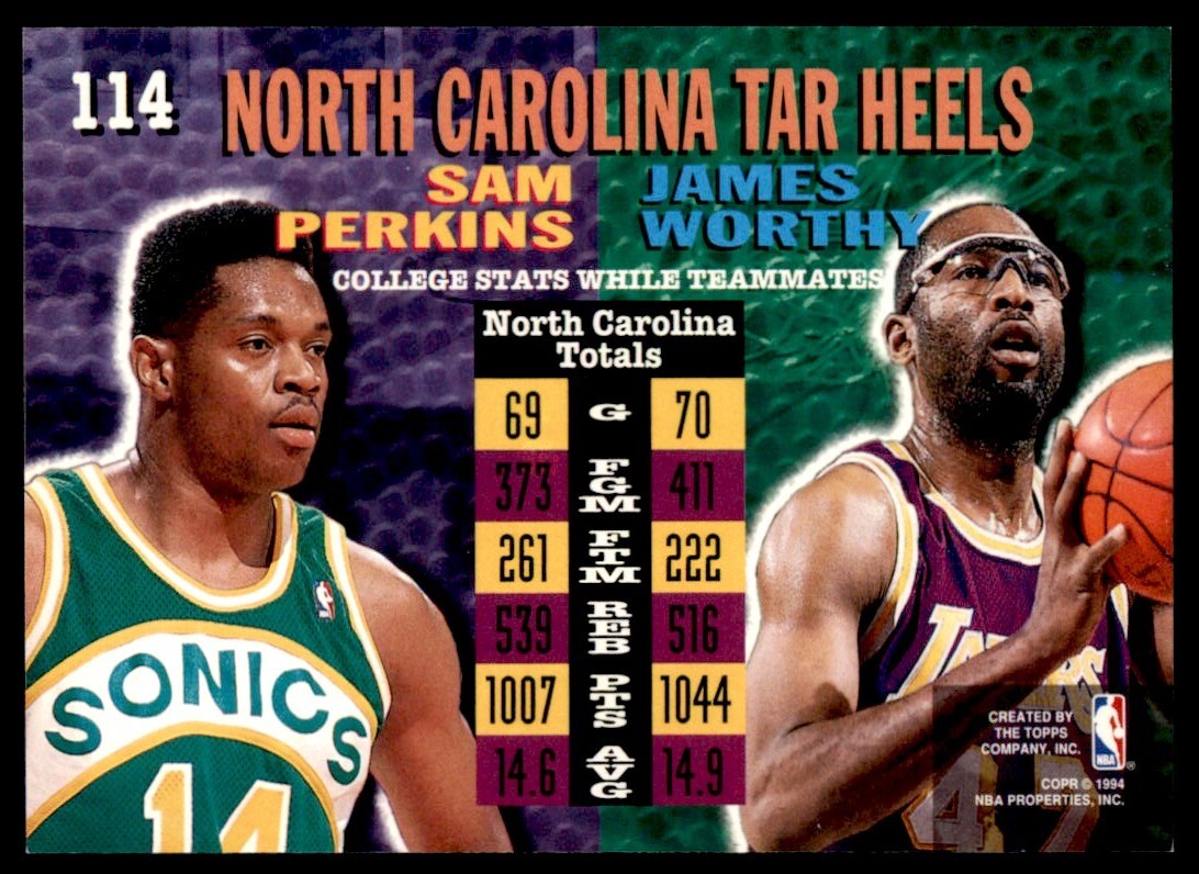 1994-95 Topps Finest James Worthy/Sam Perkins Seattle SuperSonics/Los  Angeles