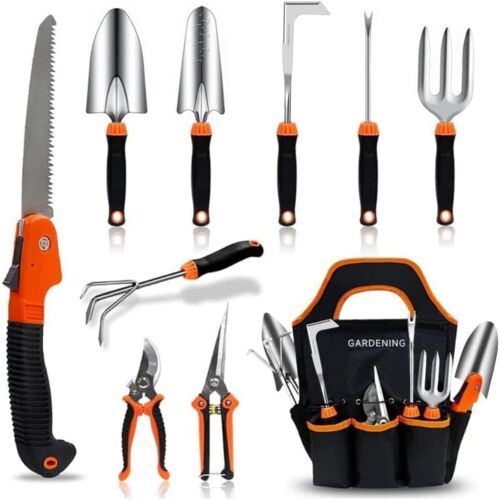 Garden Tool Set,10 PCS Stainless Steel Heavy Duty Gardening Tool Set