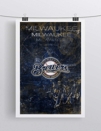 Milwaukee Brewers Poster, Milwaukee Brewers Artwork Gift, Brewers Free Ship US - Picture 2 of 7