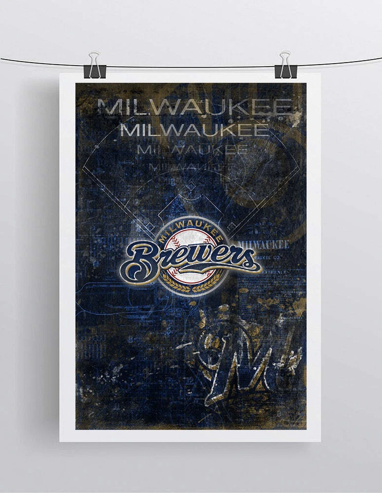 Milwaukee Brewers Poster, Milwaukee Brewers Artwork Gift, Brewers Free Ship US - Image 2 of 4