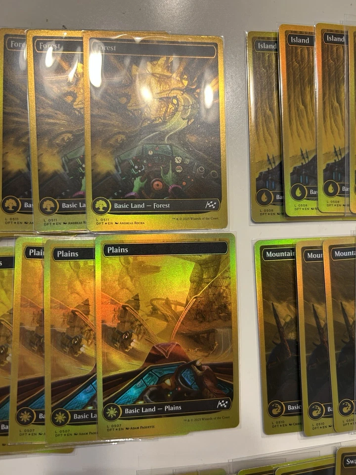 MTG Aetherdrift Basic Lands First-Place Foil x50 Full Art Set of 10 each NM - Image 3 of 4