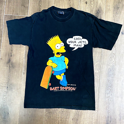 Bart Simpson Mens XL Cool Your Jets Man Vintage 1990 Black Bart Simpson Mens XL Cool Your Jets Man Vintage 1990 Black