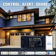 AGSHOME Smart Garage Door Opener - Wi-Fi (No-Hub) / Alexa / Google / Siri