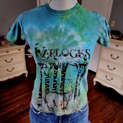 The Warlocks Grateful Dead T-Shirt Blues & Greens Tie-Dye Women's XS Kids Medium