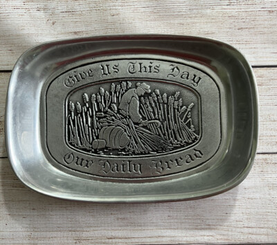 Wilton Armetale Metal Servware Tray 'Give us This Day Our Daily Bread 