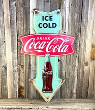 Coca Cola Coke Soda Pop Fishtail Acriform 24" Metal Tin Sign Vintage Type New
