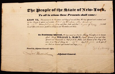 William L. Marcy & Levi Hubbell Signed Document - 1834