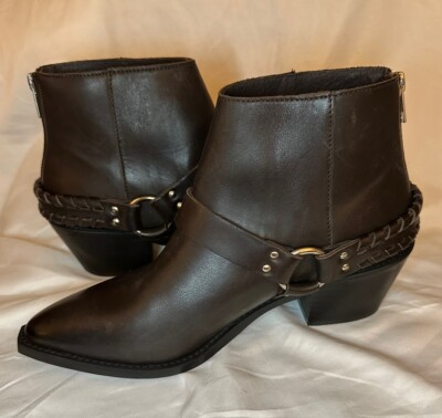 Brusque women brown leather short biker boots US 9.5 Euro 40 EUC
