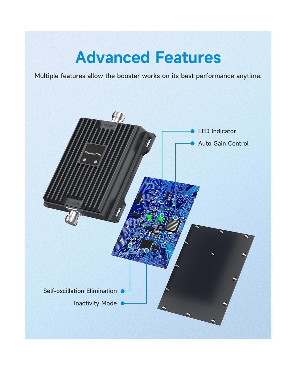 Phonetone Cell Phone Signal Booster An-l65av Boost 4g LTE Data