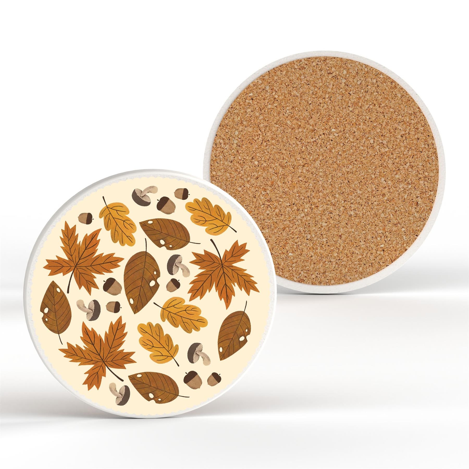 Autumn Leaves Autumn Pumpkin Illustrations On Ceramic Round Coaster