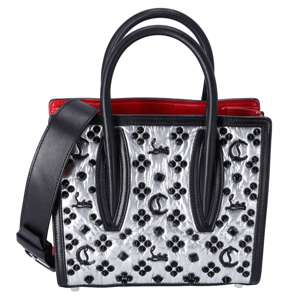 Christian Louboutin Paloma S Mini Handbag Black Silver Red Christian Louboutin Paloma S Mini Handbag Black Silver Red