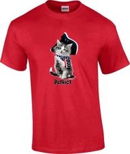 Patriotic American Red White Blue Patriot Kitten Kitty Cat T-Shirt