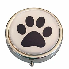 Paw Print Small Daily Medication Pill Box Organizer Case for Pocket Purse Travel