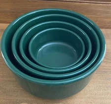 Set 4 Waechtersbach Hunter Green Nesting Round Serving Bowls Spain 9” 7.5” 6” 5”