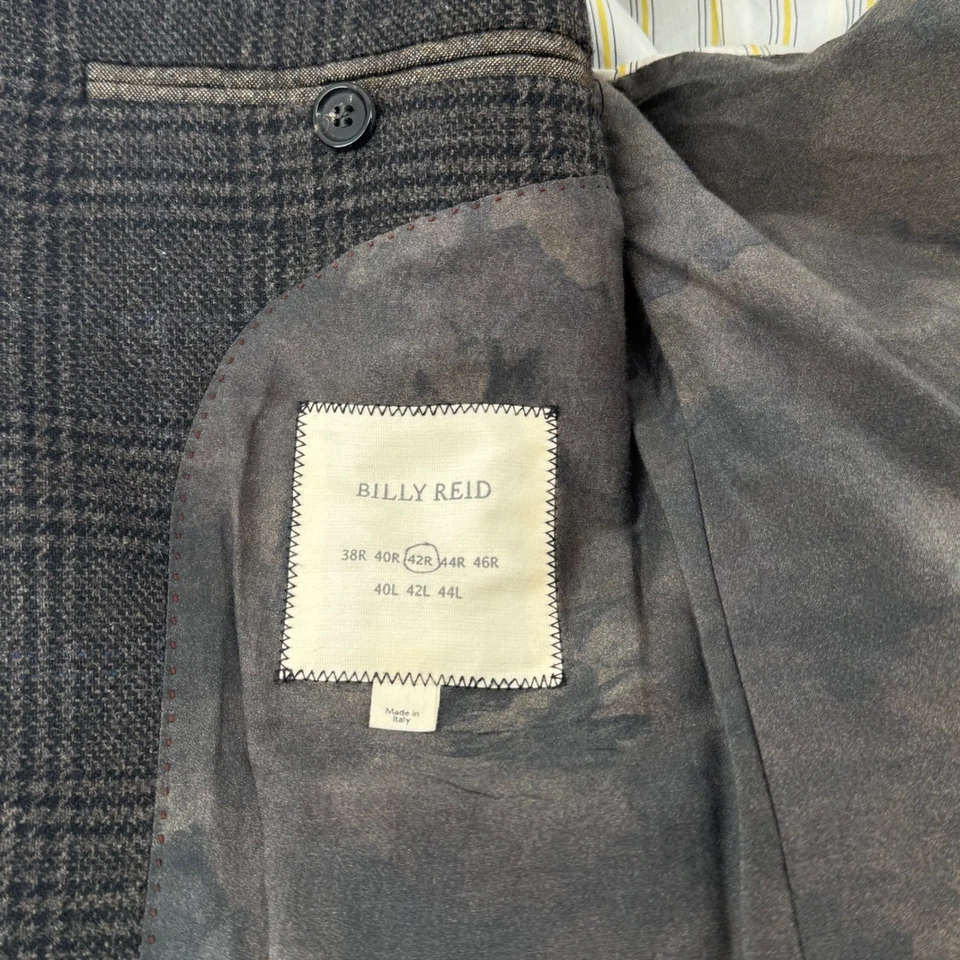 Chaqueta Blazer Billy Reid Para Hombres Mezcla de Lana a Cuadros Hecha en Italia Talla 42R Ventana Foto 4 de 4