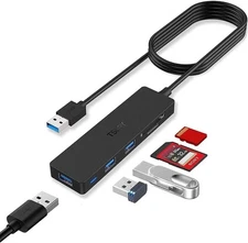 USB Hub 3.0 Splitter, TSUPY Multi Adapter Port 4 FT, Black 