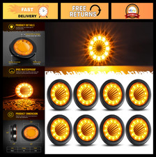 8pcs 2.5 Round Amber Led Marker Lights Clearance Lights For 12v Trailer Rv Sem