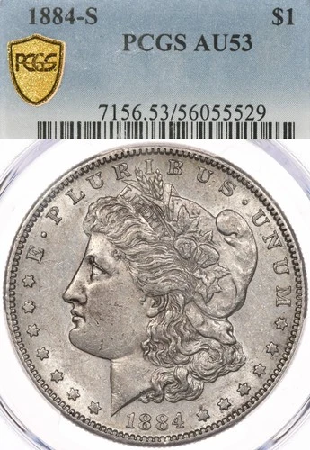1884-S $1 PCGS AU53 Morgan Silver Dollar - Super Original