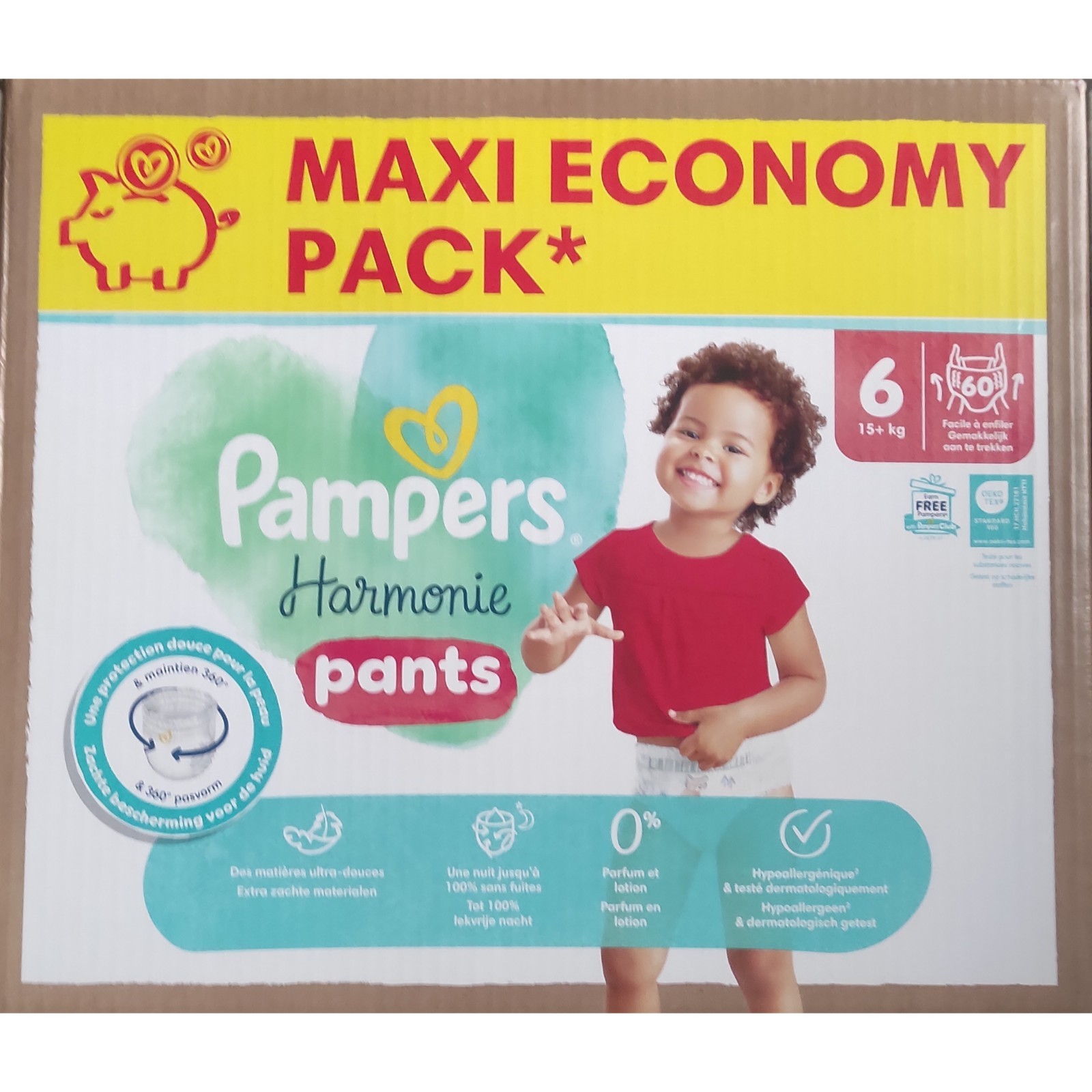 Couches Pampers Harmonie Pants Taille 6 anti-fuites pour la nuit des bébés