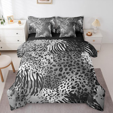 Cheetah 7 Piece Bedding Set Queen Leopard Print Comforter Set with Sheets Rustic